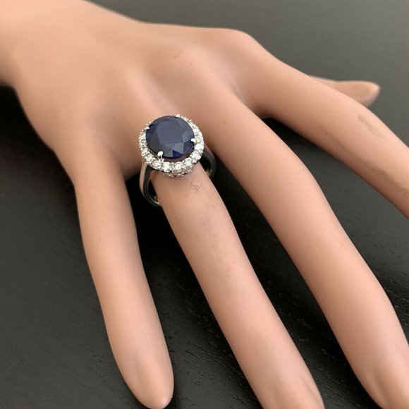 14K Yellow Gold 7-Stone Blue Sapphire & Diamond Band, 0.65  8.80 Ct Blue Sapphire & Diamond 14K W Gold Ring